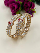 Designer Kundan Bangles For Women With red Meenakari - Festive And Wedding Wear